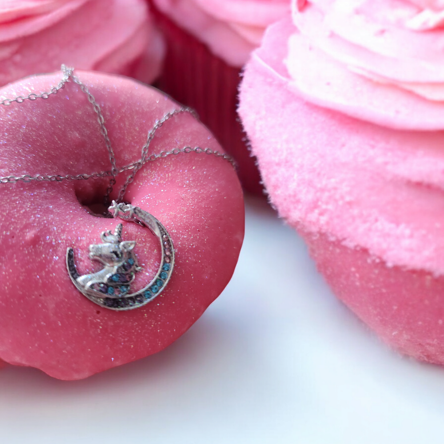 Unicorn jewellery Donut Milk Bath Bomb with Charm