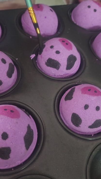 Surprise inside Cow lavender Milk Bath Bomb with Charm